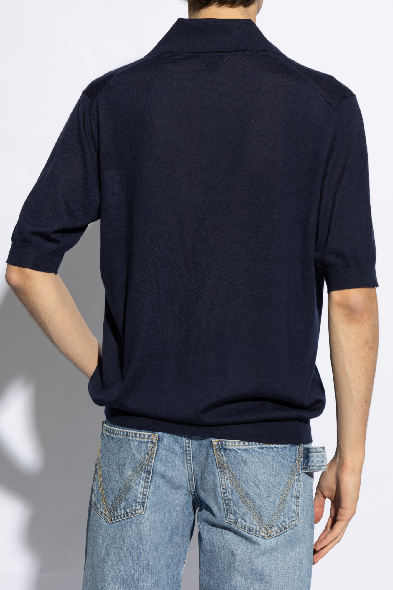 Tシャツ・カットソー BOTTEGA VENETA Midnight Blue Cashmere Polo Shirt P00773810.jpg